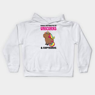 Easily Distracted by Unicorns and Capybaras Kids Hoodie